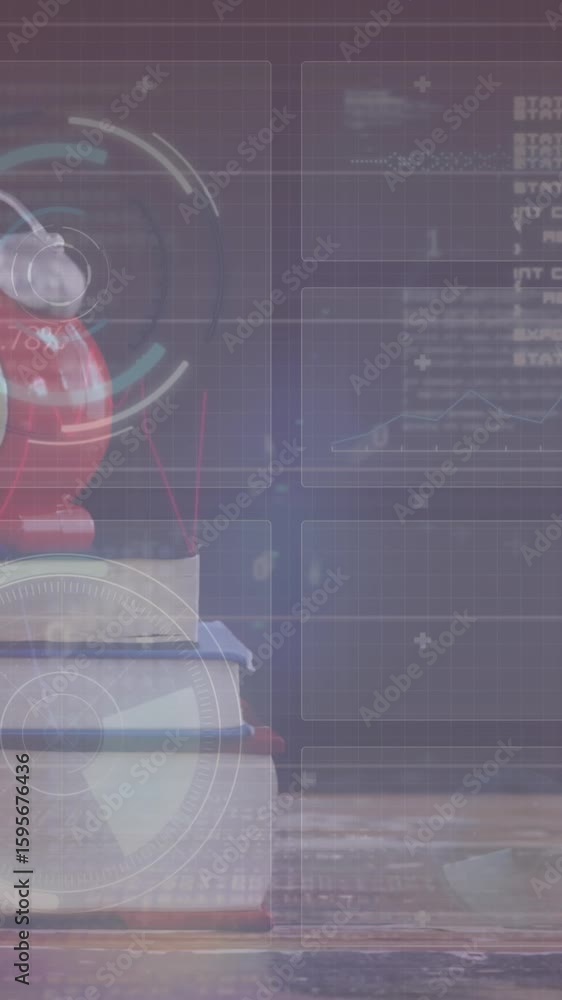 Poster animation of data processing over school items
