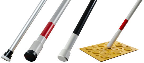 White cane for visually impaired individuals on transparent background  