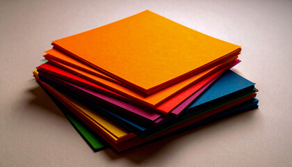 Stack of Colored Construction Paper. Back to School Concept. Generated Image
