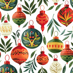 Seamless vector pattern of abstract Christmas baubles for paper or textile.