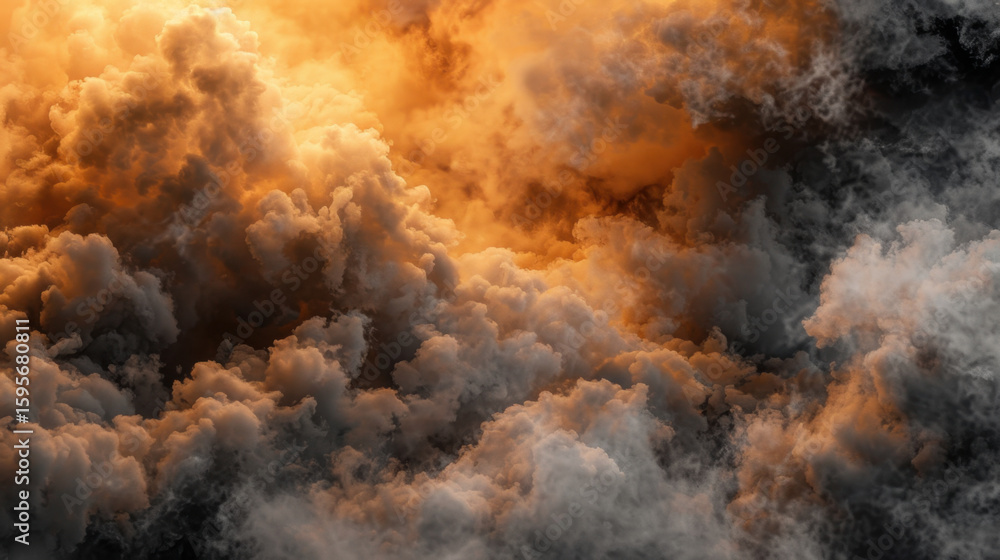 Aufkleber dramatic abstract cloud fog texture background with soft floating clouds in shades of orange, gray, 