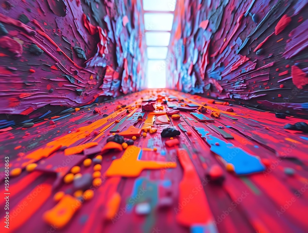 Fototapete abstract vibrant textured tunnel vision with striking colors and unique artistic style