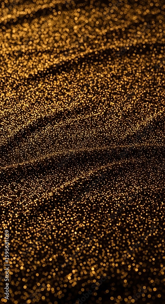 Poster abstract golden glitter texture background with soft waves and sparkling light, creating a