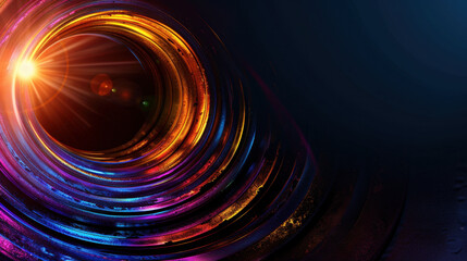 Abstract glowing timeline with milestones highlighting vibrant colors and dynamic light effects, creating sense of depth and movement in visually striking composition