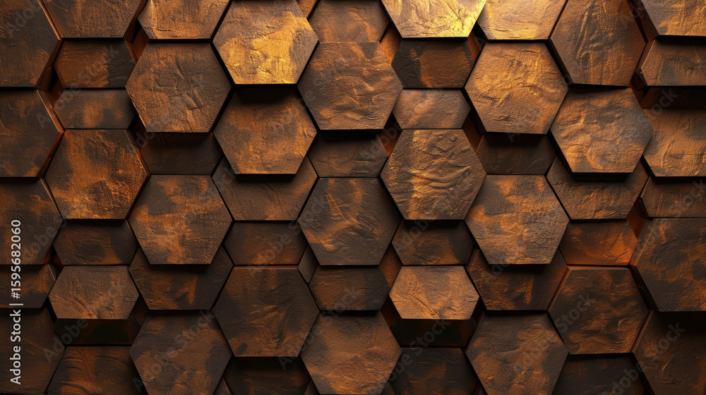 Poster textured hexagon pattern background with warm tones and soft lighting creates visually appealing des