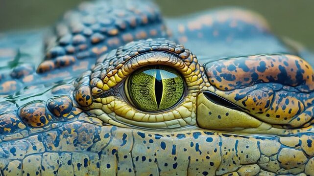 Close-up of an alligator eye and scales