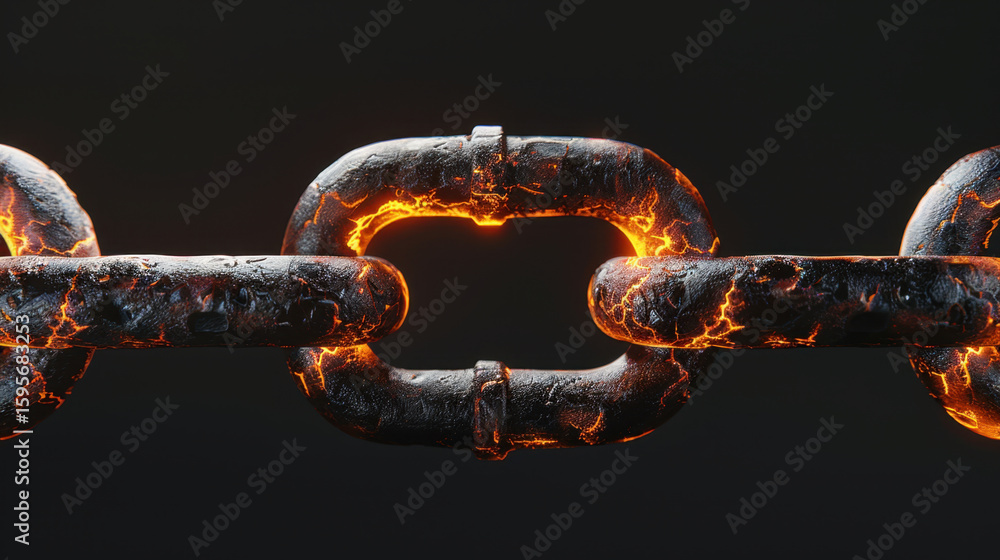 Poster glowing abstract symbol of chain links represents strength and teamwork, showcasing powerful connect