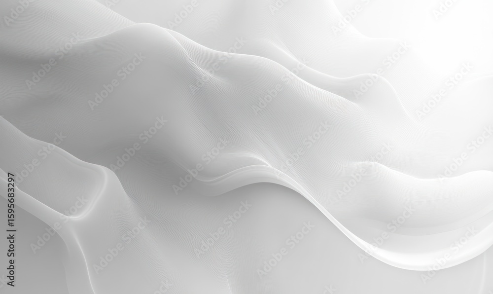Poster soft flowing white fabric with delicate folds and gentle curves creating a sense of calm and eleganc