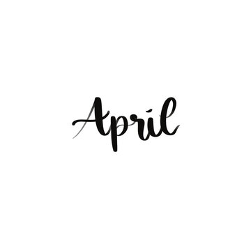 pril Lettering Illustration &ndash; Hand-Drawn Calligraphy Month Text Design