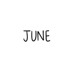 JUNE in Black Hand Lettering – Monochrome Illustration of Month Name