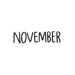 Fototapeta premium NOVEMBER – Black Handwritten Lettering Illustration