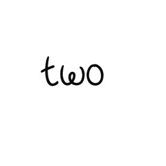 two – black handwritten lettering illustration