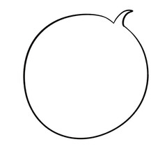 Doodle round speech bubble with curved top tail – hand drawn black line art