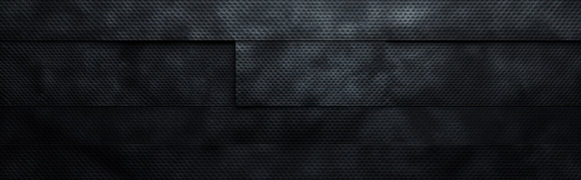 Dark textured black surface with a pattern resembling metal mesh and horizontal rectangular plates, showing subtle light reflections and shadows