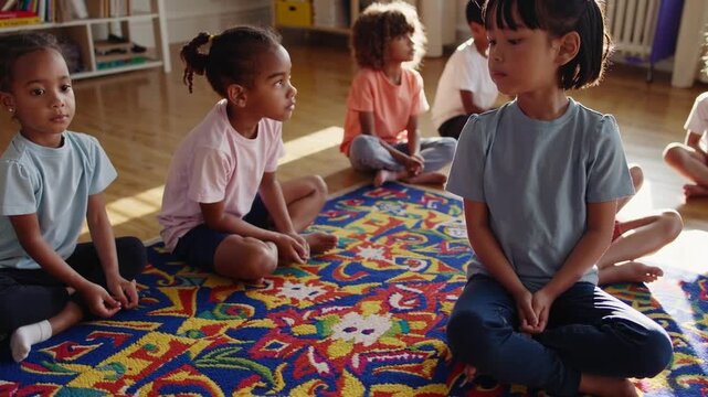 Early Childhood Education: Kindergarten Students Engaged in Meditation