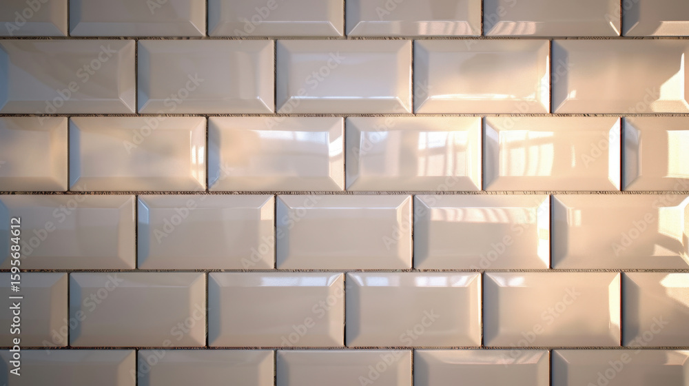 Aufkleber clean and modern beveled tile texture showcases smooth surfaces and precise grout lines, creating st