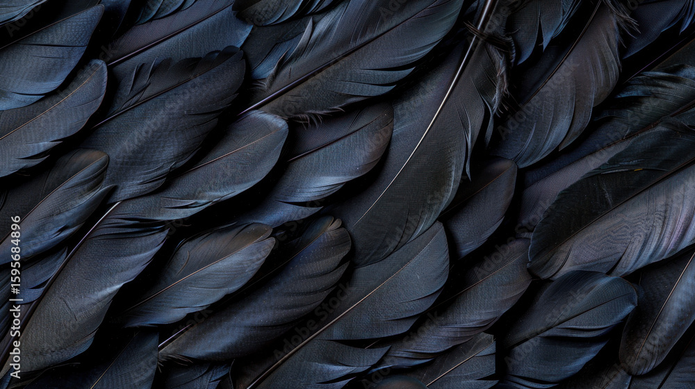 Poster black feather texture background with soft edges creates captivating visual experience, evoking sens