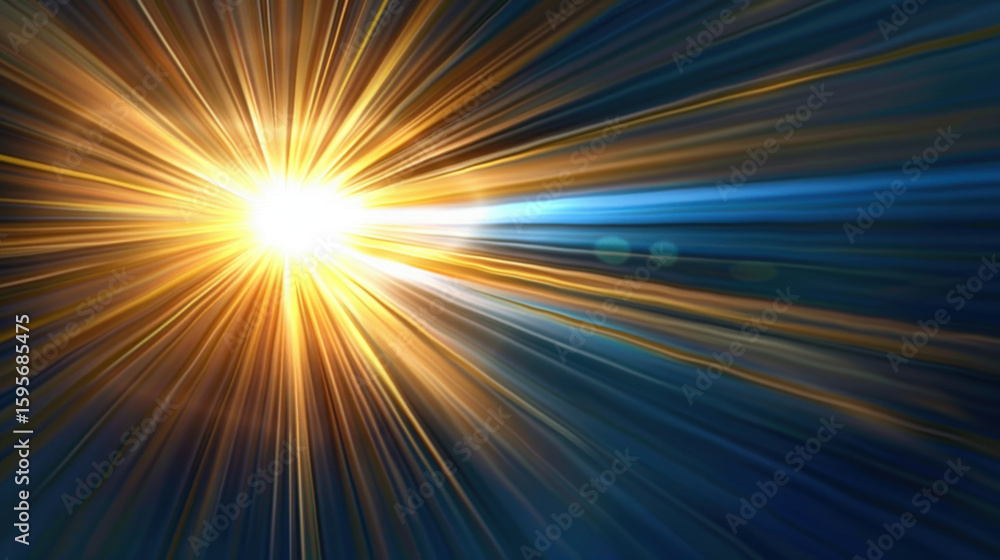 Poster bright light beam radiating in various colors, creating dynamic and vibrant atmosphere. rays of ligh