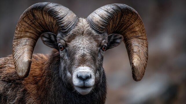 close up portrait of big horn sheep