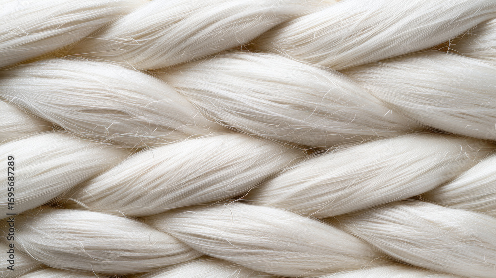 Poster soft texture of braided white fibers showcases delicate and smooth appearance, perfect for various t
