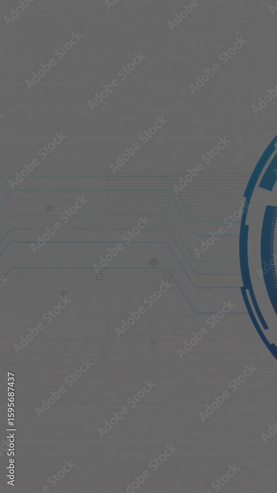 Poster Animation of envelope and shield in loading circles, illuminated data server racks in server room