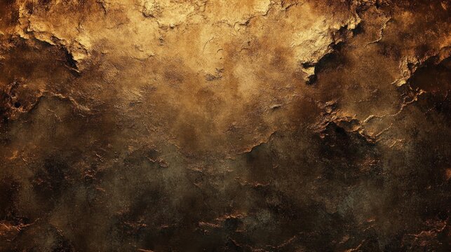 close-up of a textured, rough surface with cracked, peeling patches in warm golden and dark brown tones, evoking an aged, rustic, and weathered feeling