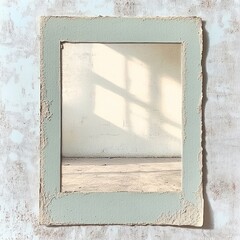 Texture framed empty window space with natural light casting shadows on rough plaster wall and floor, evoking calm and minimalist mood