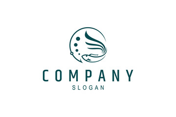 Fishing emblem badge vector logo design
