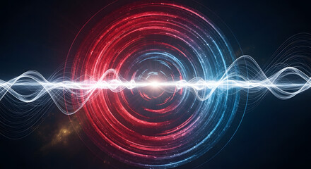 Abstract Energy Wave - Red and Blue Circle