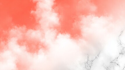 Coral and white abstract background with cloud-like shapes and marble texture elements a soft gradient