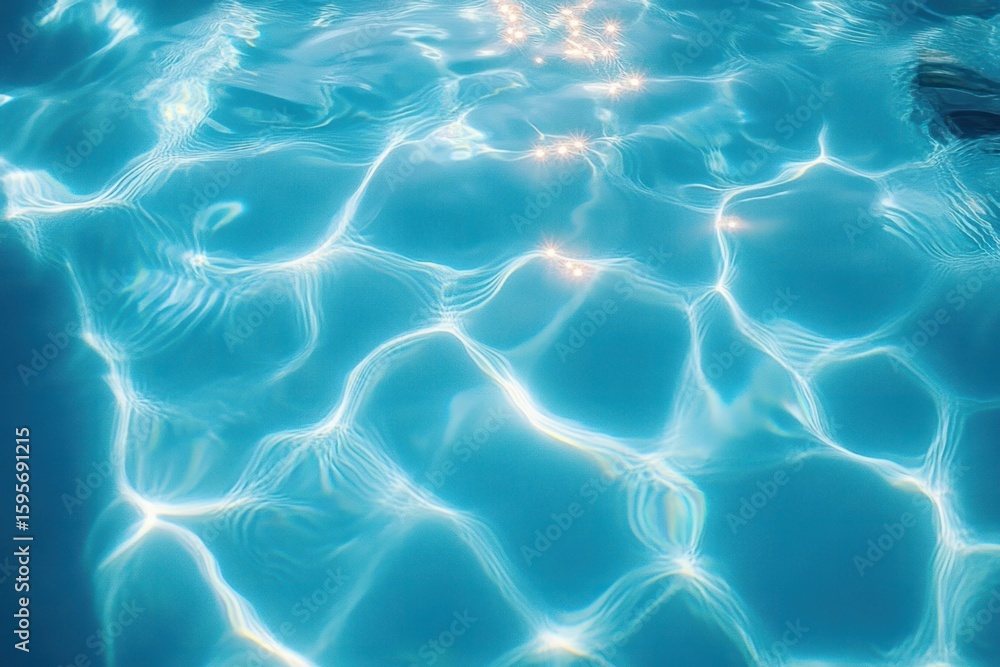 Aufkleber clear blue water surface with sunlight reflections creating sparkling patterns and gentle ripples in