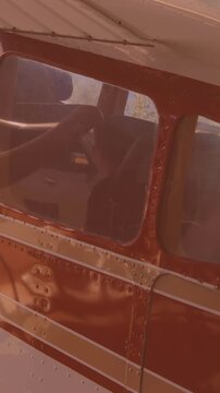 Close up view of an airplane parked at an airport