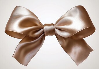 shiny beige satin bow with smooth texture tied in a symmetrical fashion giving a luxurious and elegant feeling