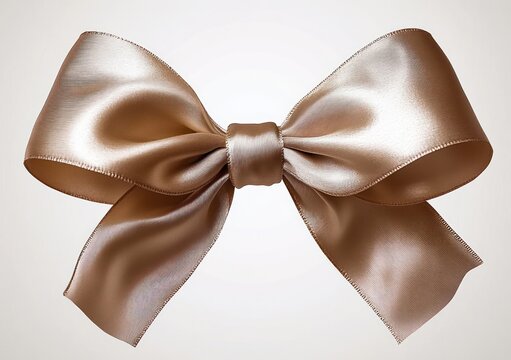 shiny beige satin bow with smooth texture tied in a symmetrical fashion giving a luxurious and elegant feeling