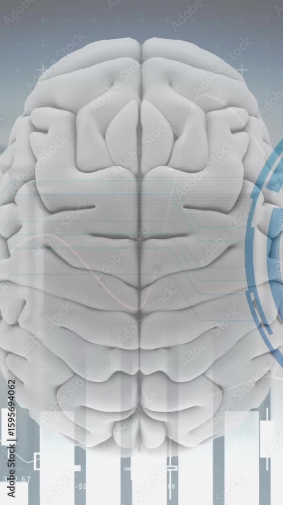 Poster animation of biometric fingerprint and digital data processing over brain ancomputer servers