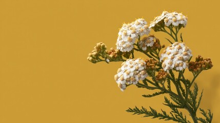 White flowers on mustard background