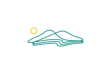 Abstract mountain with sun minimal line art logo icon