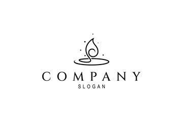 Minimal burning candle wick logo vector