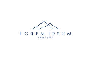 Mountain logo simple and minimal line art style