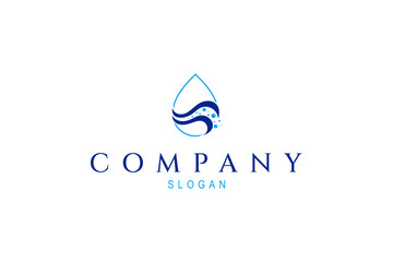 Water drop and wave logo design vector