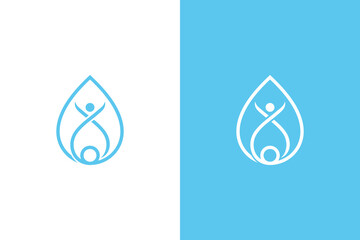 Water drop with people or family logo icon
