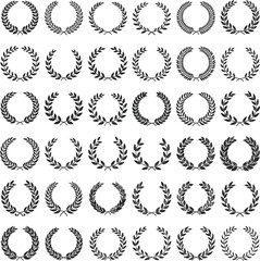 Obraz premium A vintage vector set of laurel wreath frames with ornate floral and leaf decoration