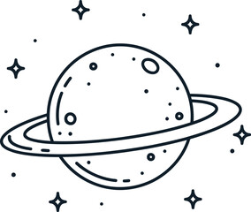 Minimalist Saturn Planet - Modern Space Exploration Design