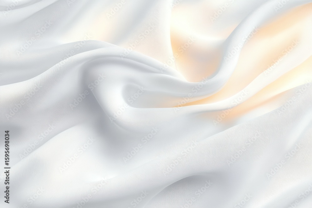 Poster soft white fabric gently draped with smooth flowing folds and subtle warm light creating a calm and 
