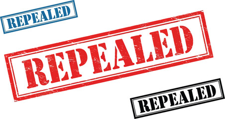 Repealed stamp vector illustration set for law and legislation concept and design elements