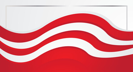 Modern red and white flag wave background