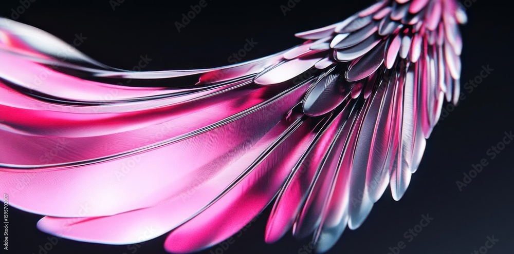 Poster pink feathers shimmering light create abstract and artistic design element