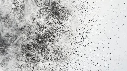 Fototapeta premium Abstract grainy texture background with black and grey rough dust particles on white canvas, distressed vintage paper design element for grunge, retro, or minimalist visual projects