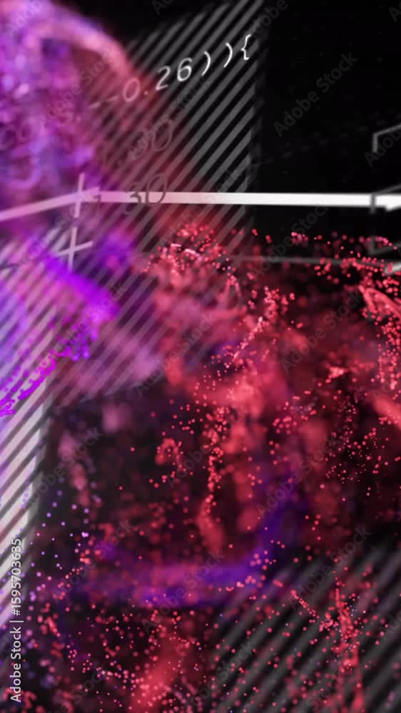 Poster Abstract data visualization and graph animation over colorful particle cloud