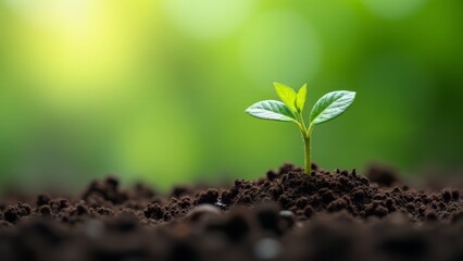 New sprout growing in soil